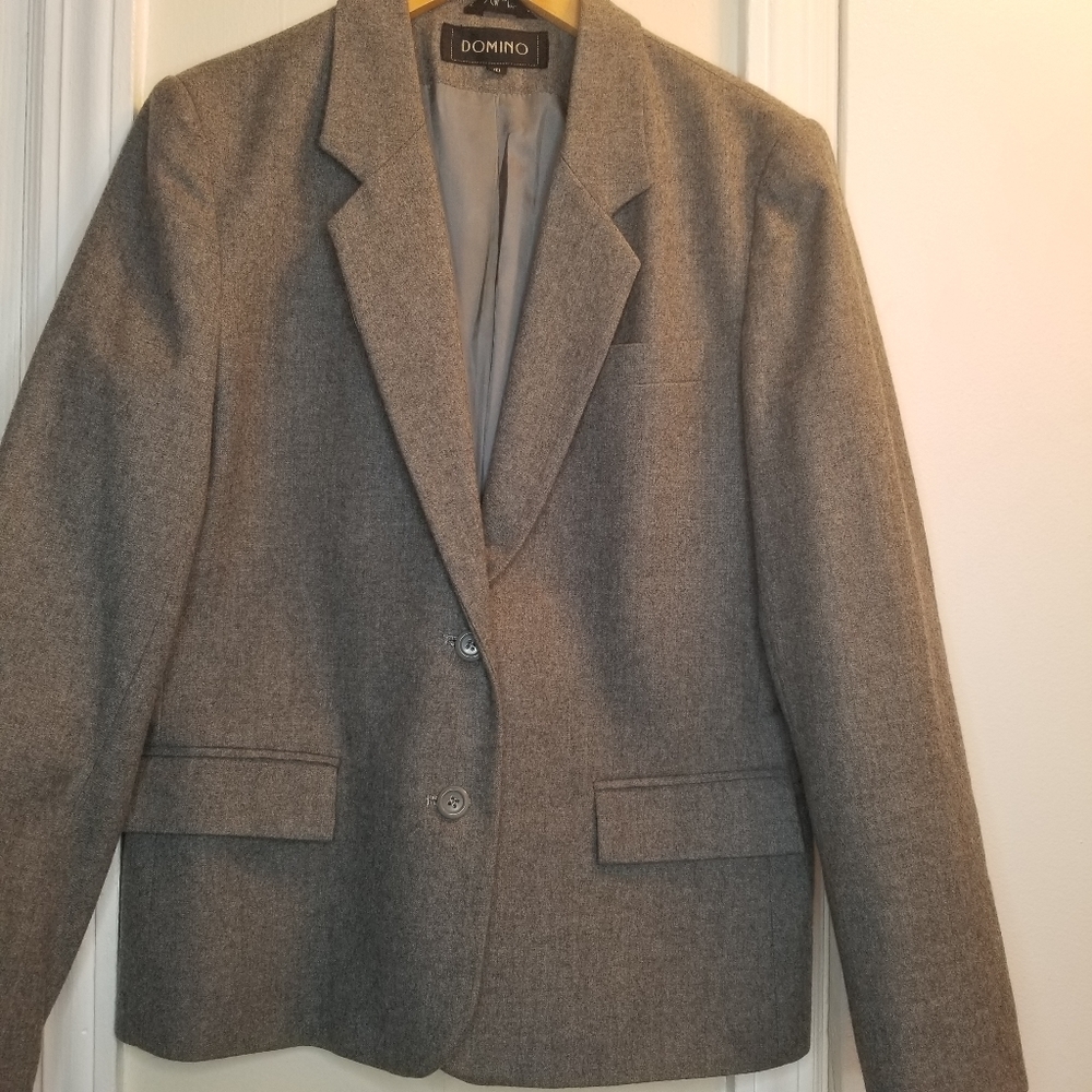 Domino Gray Wool 2 Button Blazer Size 10
